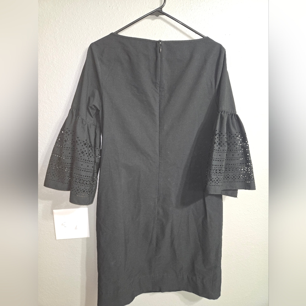 Lauren Ralph Lauren Black Poplin Shift Dress With Puff Sleeves - Picture 12 of 13